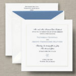 White Beaded Border Large Square - Wedding Invitation